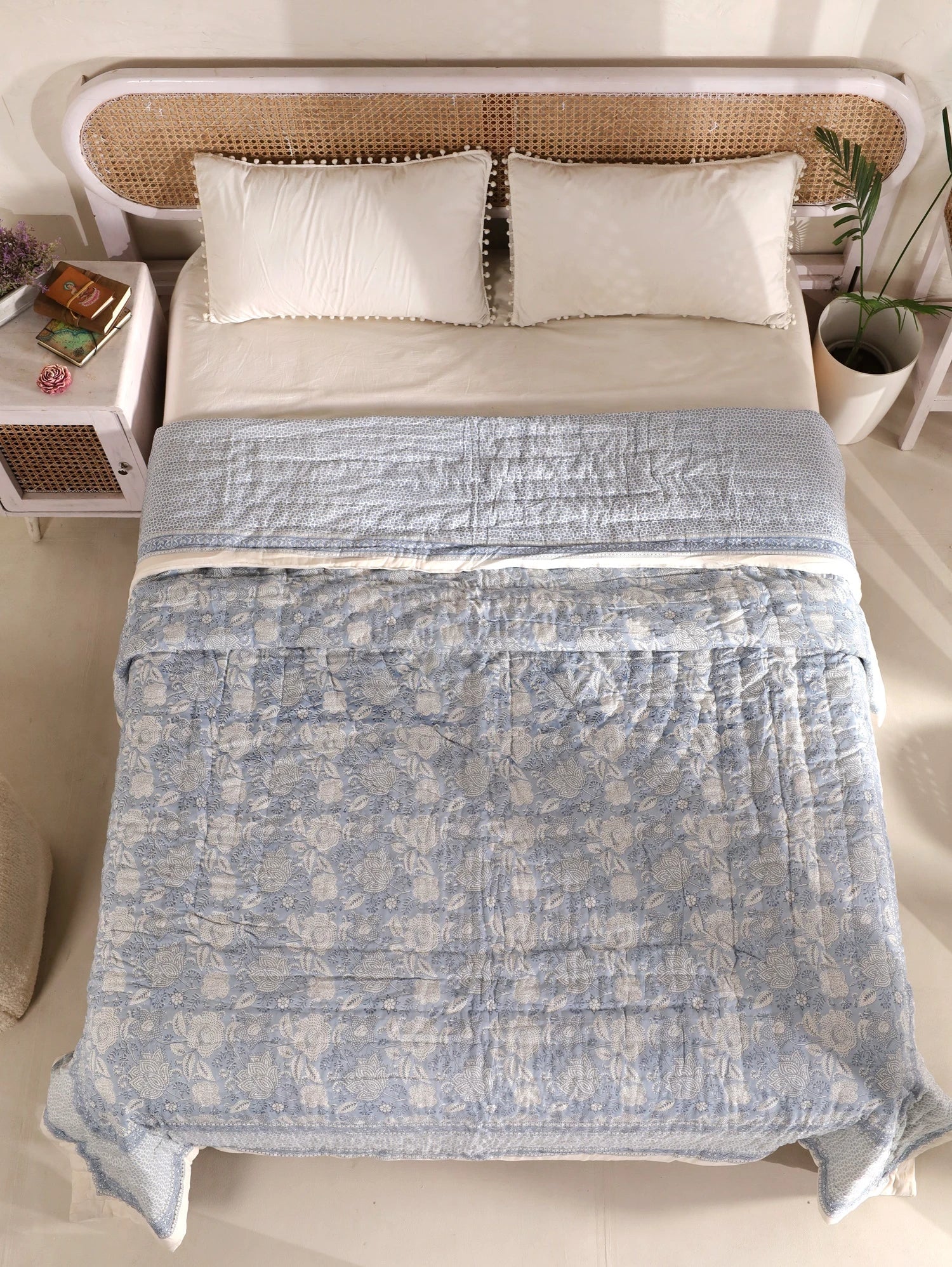 All Season Jaipuri Quilt | 100% Pure Cotton | Block Print | Double Bed - Sandhya